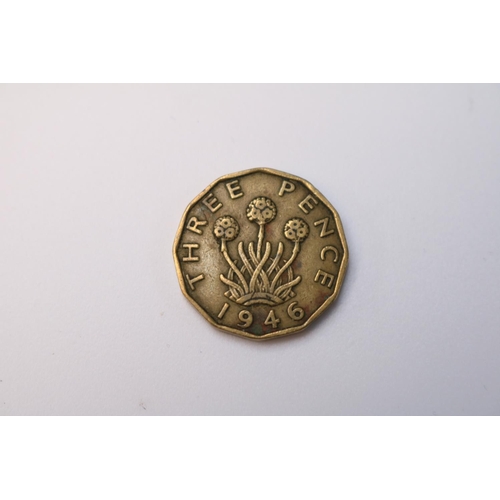 480 - 1946 Three pence George VI Brass coin