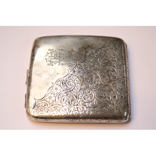 502 - Early Silver engraved Cigarette case London 1945. 105g total