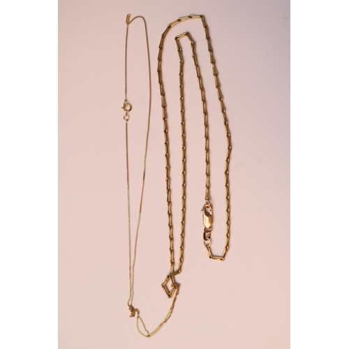 518 - Ladies Fancy Link 9ct Gold Necklace and a fine 9ct Gold Necklace 9.7g total weight. 50cm in Length