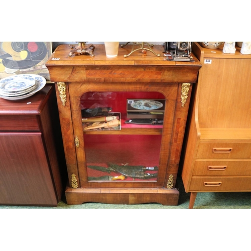 640B - Victorian Walnut Pier Cabinet with applied brass and fitted interior and bracket feet