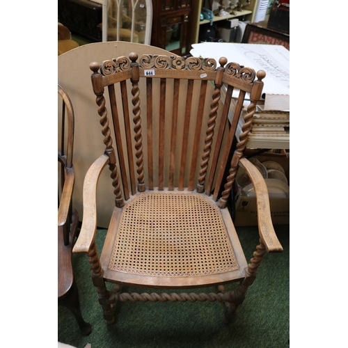 644 - Oak Barley twist Elbow chair with Bergère seat