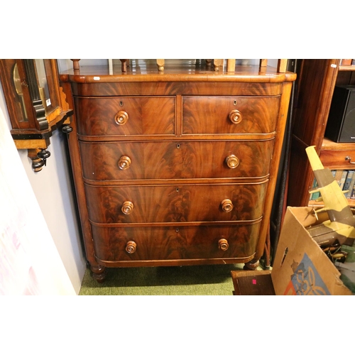 697 - Victorian Mahogany chest of 2 over 3 drawers with turned handles and feet