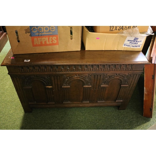 700 - 20thC Oak Coffer with carved detail