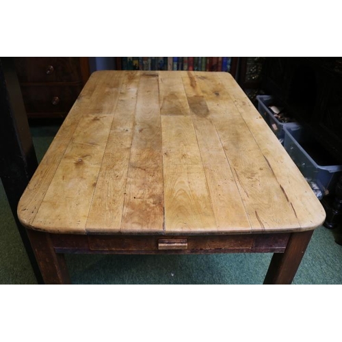 701 - Country Plank topped kitchen table with single drawer and straight legs