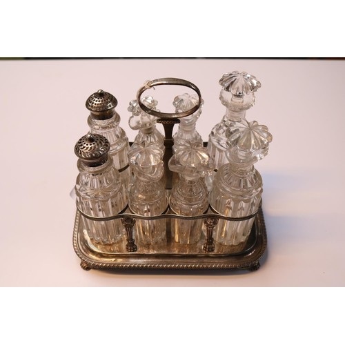 504 - 19thC Silver Cruet set with matched bottles London 1824 500g total weight