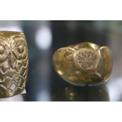 115 - Karl Hagenauer Wiener Werkstatte Brass weights 3 Owls