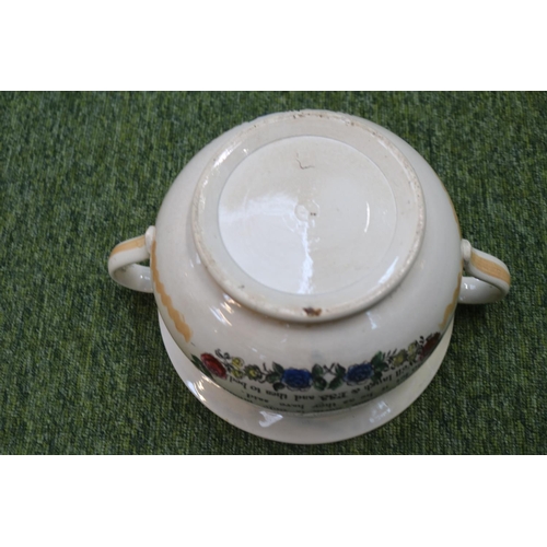 131 - Late 18thC Novelty 2 handled chamber pot 'Oh Dear Me. What Do I See, Keep me clean and use me well a... 