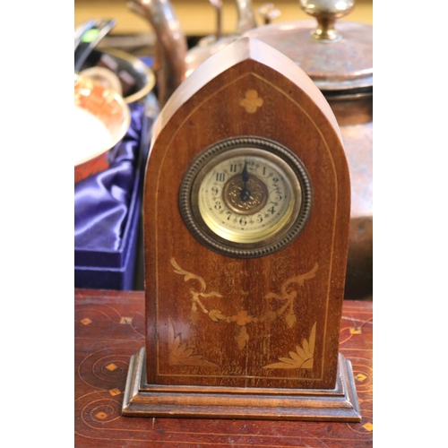 193 - Inlaid Indonesian writing slope and a Edwardian Inlaid domed top clock