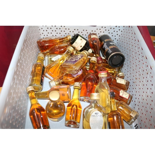 223 - 2 Boxes of Alcoholic Miniatures to include Whiskies, Island, Glenfiddich, VSOP Cognac etc