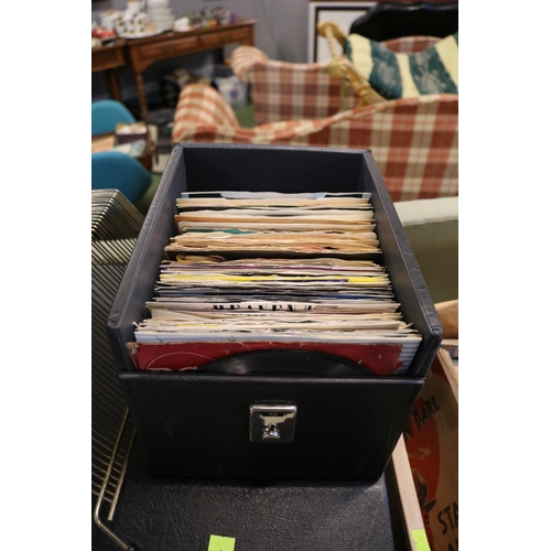 240 - Ekco E Portable Record Player and a Collection of assorted Records, Singles and a Retro Record Holde... 