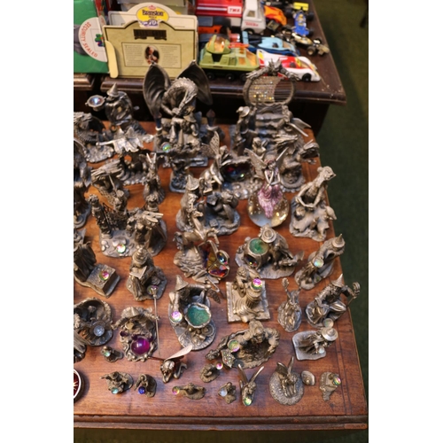 253 - Large Collection of assorted Myth and Magic Metal figures to include Dragons, Wizards etc