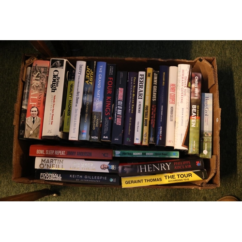 275 - 2 Boxes of assorted Sports and other Hardback Books