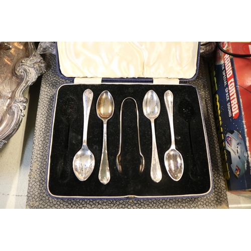 295 - Good quality 19thC and later Silver plated Tray on scroll feet and a collection of assorted Silver p... 