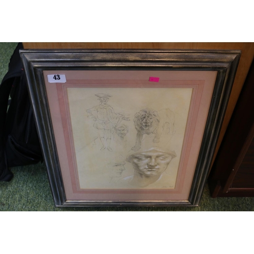 43 - Framed and mounted Pencil and Chalk study by Jordan Kirk