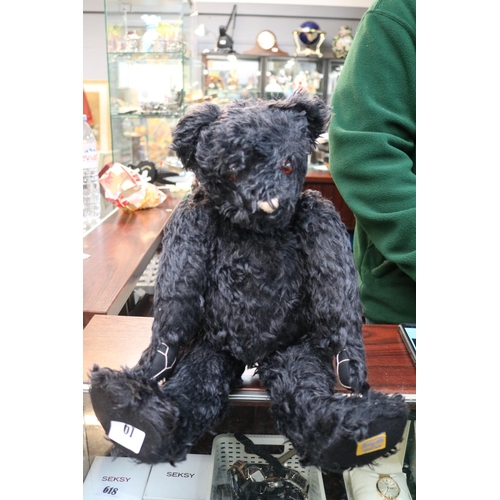 61 - Alpha Farnell by Merrythought of England Jointed Bear with Black Wavy Mohair