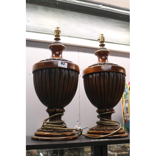 62 - Pair of 20thC Regency Urn fluted Lamp Bases. 48cm in Height