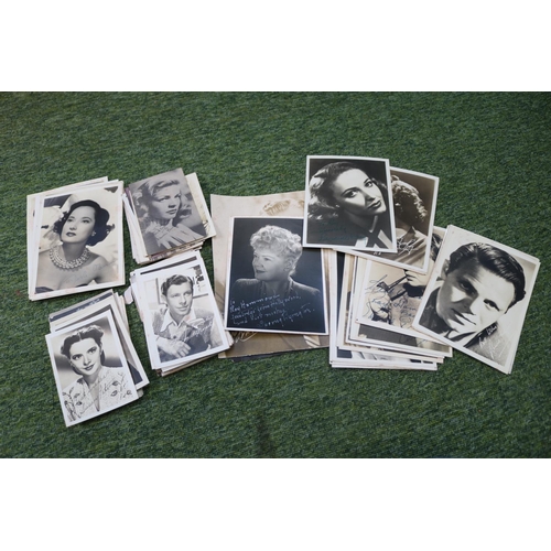 75 - Collection of Film Star Sepia Photographs some signed Warner Brothers etc