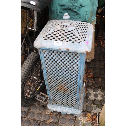 731 - Heavy Cast Iron green painted Conservatory Heater