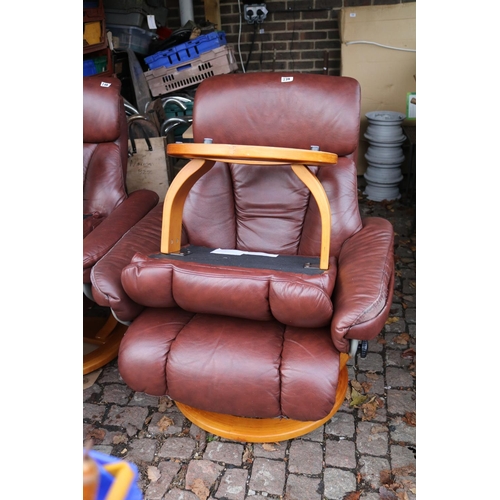 739 - Stressless style Maroon chair and footstool