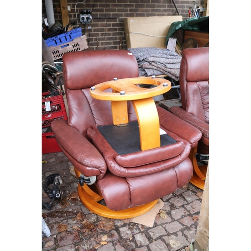 740 - Stressless style Maroon chair and footstool