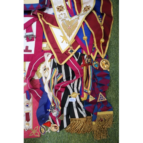 185 - Large Collection Of Freemasonry (Masonic) regalia mainly for the Combined Lodges of Huntingdonshire ... 