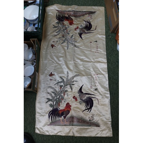 226 - Collection of assorted Fabric and a Silk Chinese Textile decorated with cockerel