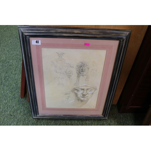 108 - Framed and mounted Pencil and Chalk study by Jordan Kirk