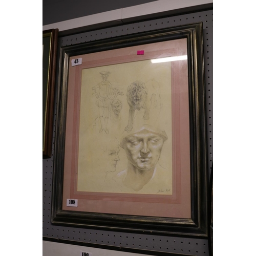 108 - Framed and mounted Pencil and Chalk study by Jordan Kirk