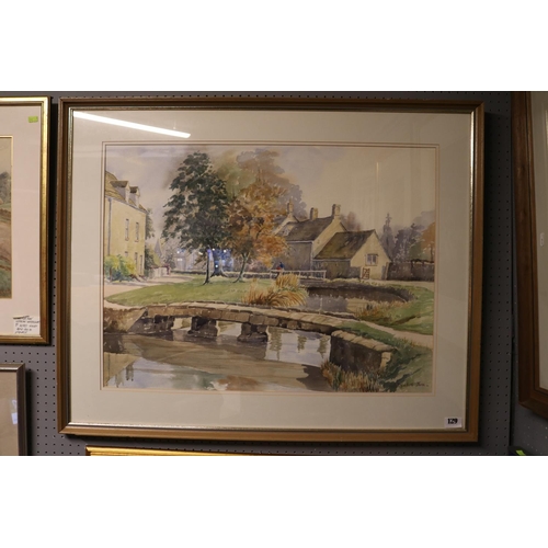 129 - Elizabeth Park framed watercolour of a countryside scene