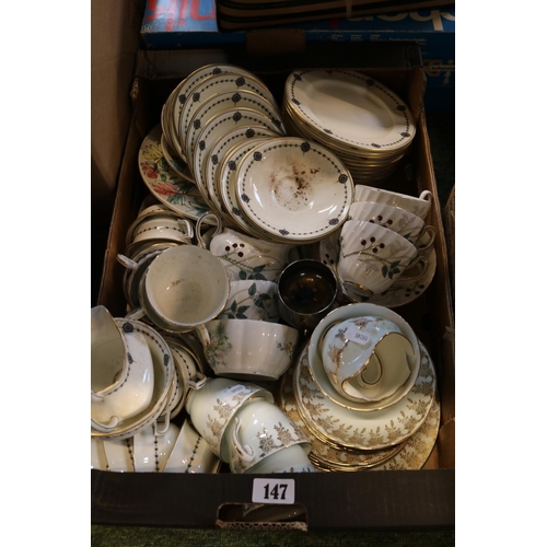 147 - 2 Boxes of assorted ceramics to include Spode Italian, Barbola Mirror, Aynsley etc.