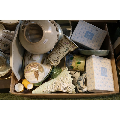 147 - 2 Boxes of assorted ceramics to include Spode Italian, Barbola Mirror, Aynsley etc.