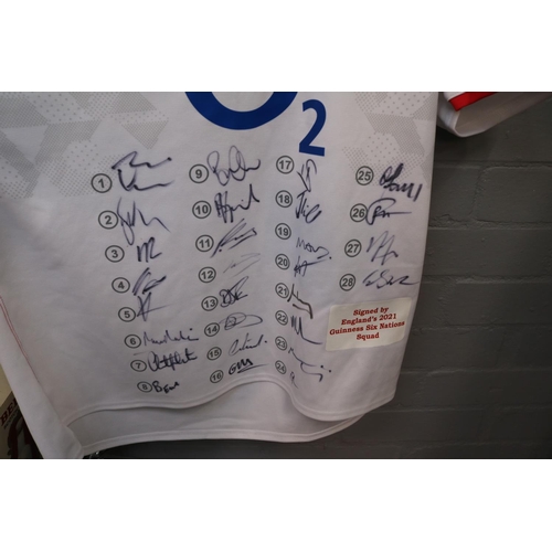 15 - England 2021 Guinness Six Nations Squad Signed on Umbro O2