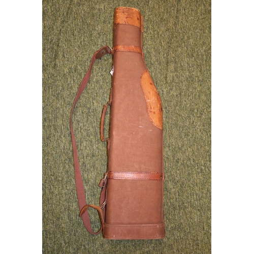 172 - Leg of Mutton Fabric and Brown Leather Gun case