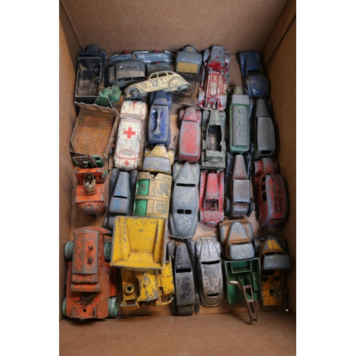 180 - 2 Boxes of assorted Play worn Pre War and Post Dinky Vehicles