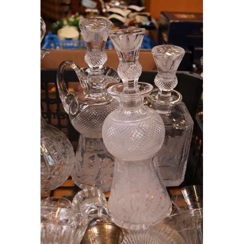 181 - Collection of Good Quality Crystal  to include Edinburgh Thistle Decanters (3), Silver topped Decant... 