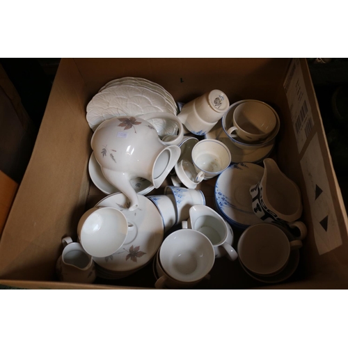 182 - Box of assorted Ceramics and bygones to include Palissy Deco Tea ware, Wedgwood Country ware