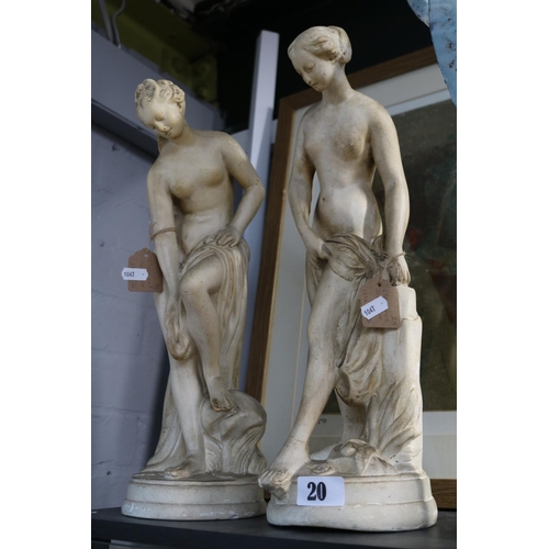 20 - Pair of Classical Nude Plaster figures 41cm in Height