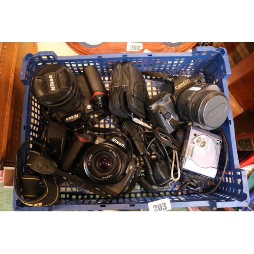 203 - Nikon D90 with lens, Nikon D70 and assorted Cameras