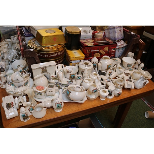 207 - Large collection of Royston Crested China to include Arcadian Tank, Goss Ornaments etc