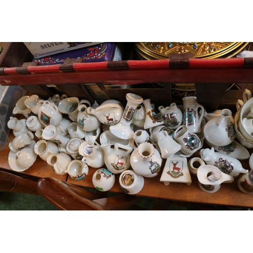 207 - Large collection of Royston Crested China to include Arcadian Tank, Goss Ornaments etc