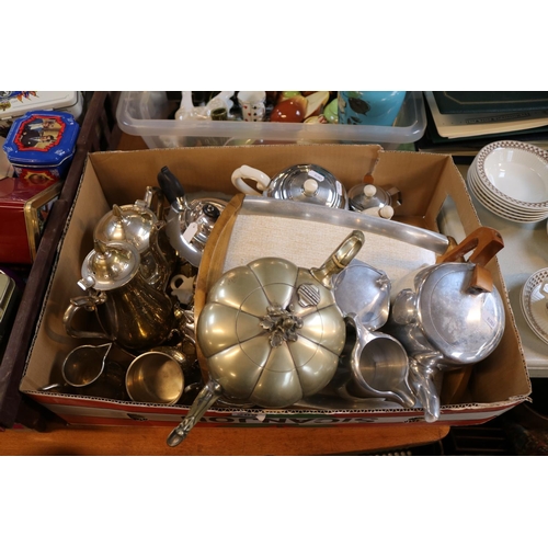 209 - Box of assorted 19thC and later Silver plated tableware to include Piquet ware Tea set etc