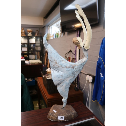 21 - Contemporary Metal sculpture of a Ballerina on plaster base 64cm in Height