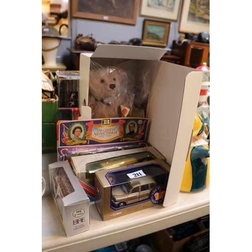 211 - Boxed Steiff bear and a collection of boxed Toys to include Corgi and Britain's Silver Jubilee