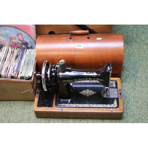 219 - Oak Cased Singer Sewing Machine