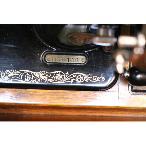 219 - Oak Cased Singer Sewing Machine