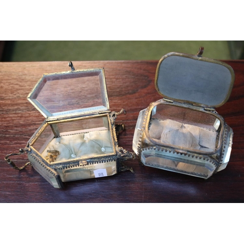 47 - 2 Grand Tour Bijoux panelled glass jewellery Pocket watch boxes to include Stadium Franco-British Ex... 