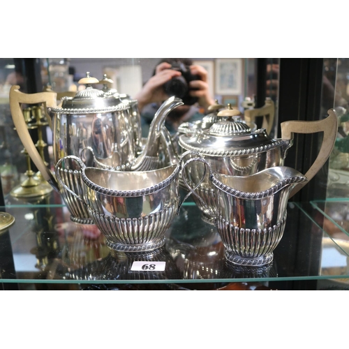 68 - Good quality Edwardian Sheffield Silverplated Tea set of Fluted design