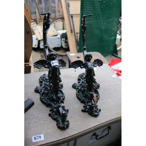 680 - Pair of Cast Iron Figural Coat stands