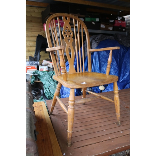 689 - 20thC Beech Wheelback Elbow chair