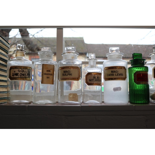 7 - Collection of 19thC and later Chemists Apothecary bottles to include Bristol Blue, Green Poison bott... 